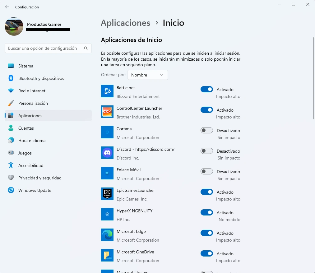 Windows 11 Aplicaciones de Inicio